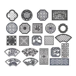 仿古镂空砖雕窗花中式扇形方形水泥花格窗四合院透窗古建围墙装饰