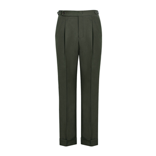 CULTUM80支50%羊毛意式那不勒斯复古高腰直筒免烫西裤子巴黎扣