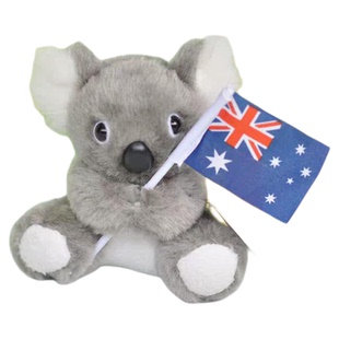 毛绒玩具娃娃公仔抓机可爱的树熊考拉熊无尾熊生日礼物灰色仿带旗