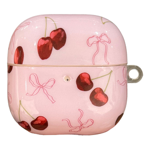 适用华为freeclip2耳机套freebuds7i韩系ins风樱桃6i蝴蝶结苹果airpods4带挂件三星buds2无线蓝牙pro4硅胶套