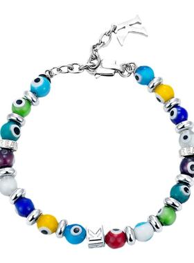 混彩蓝眼睛琉璃珠子手链KREAM