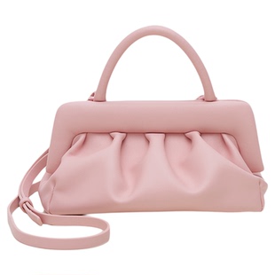 辣目洋子李嘉琦同款/THE YELLOW SHOP牛皮斜挎手提云朵包红色包包