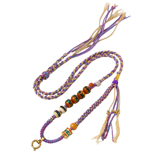 泰国佛系牌链子藏式手工编高端彩色棉绳吊坠挂绳唐卡佛牌项链挂绳