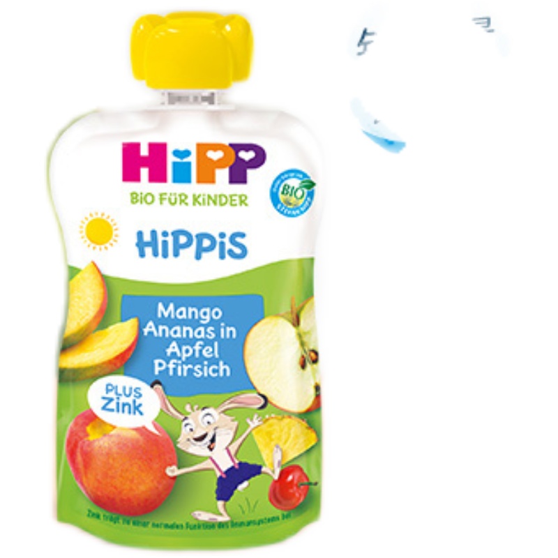 【官方旗舰店】Hipp喜宝芒果菠萝苹果桃子含锌吸吸乐100g*10袋