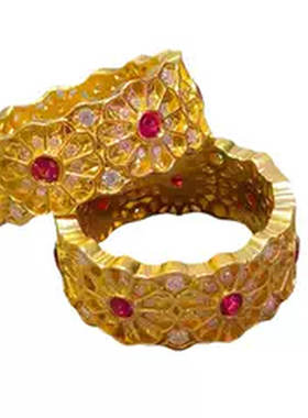 红钻玫瑰花窗蔷薇指环红白钻戒指