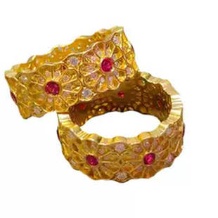 古法传承金包银戒指玫瑰花窗蔷薇食指戒红宝石满天星指环送女友