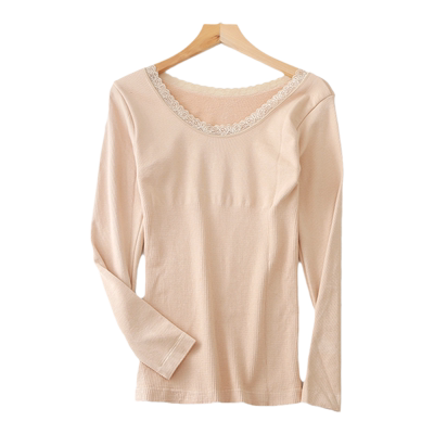 新款中厚毛圈绒女单件肤色打底衫