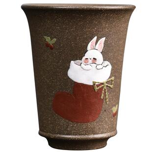 宜兴原矿紫砂杯青段泥纯全手工主人杯闻香兔子年品茗杯男女单茶杯