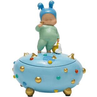 稀奇艺术新品植绒兔比比幽蓝梦雕塑艺术礼品礼物高端桌面摆件