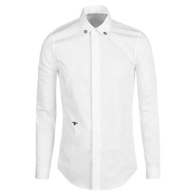 男装小蜜蜂刺绣雅痞长袖衬衫