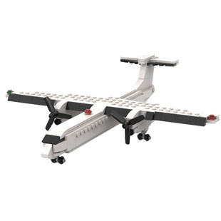 MOC-32688 冲8-Q400客机模型1:125比例波音拼装积木玩具摆件男孩