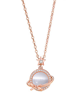 玫瑰金锁骨链925纯银吊坠女