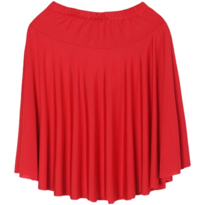 中老年牛奶丝百褶纯色交谊大摆裙