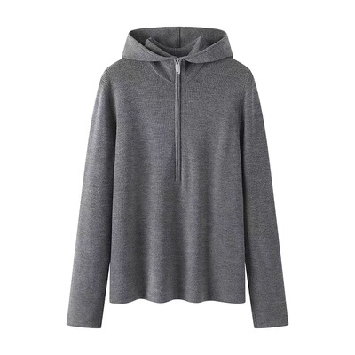 松弛感带帽针织羊毛帽衫女士秋季