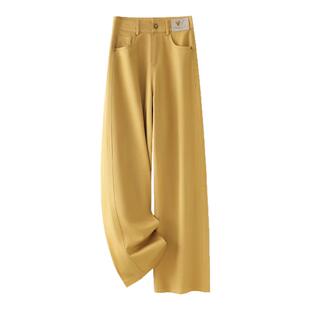 米白色纯棉窄版阔腿软牛仔裤子女2025秋季新款高腰显瘦直筒休闲裤