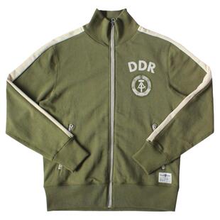 十贰码LereditaDDR东德复古运动500克纯棉针织拉链立领卫衣开衫