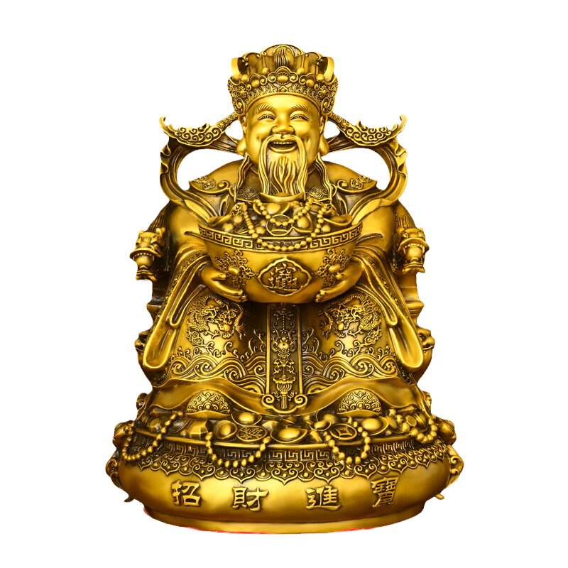 黄铜财神爷摆件聚宝盆文财神客厅