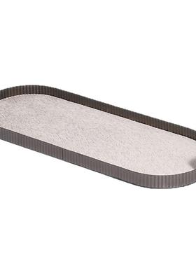 轻奢马毛椭圆花边托盘现代样板间售楼处衣帽间桌面收纳装饰摆件