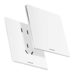 鸿雁超薄哑光开关插座面板家用磨砂奶油风86型16a五孔插暗装E9白