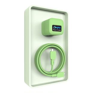 适用于安克安心充Smart45W屏显充电器保护套苹果17系列充电头套苹果17promax数据线保护套17pro硅胶壳清新绿