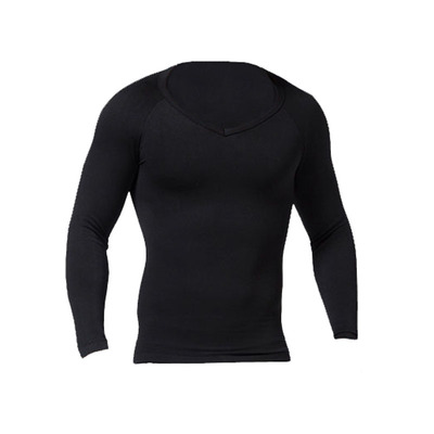 ZEROBODYS塑身衣无缝无痕收腹V领长袖紧身鸡心领插肩袖灰色束身衣