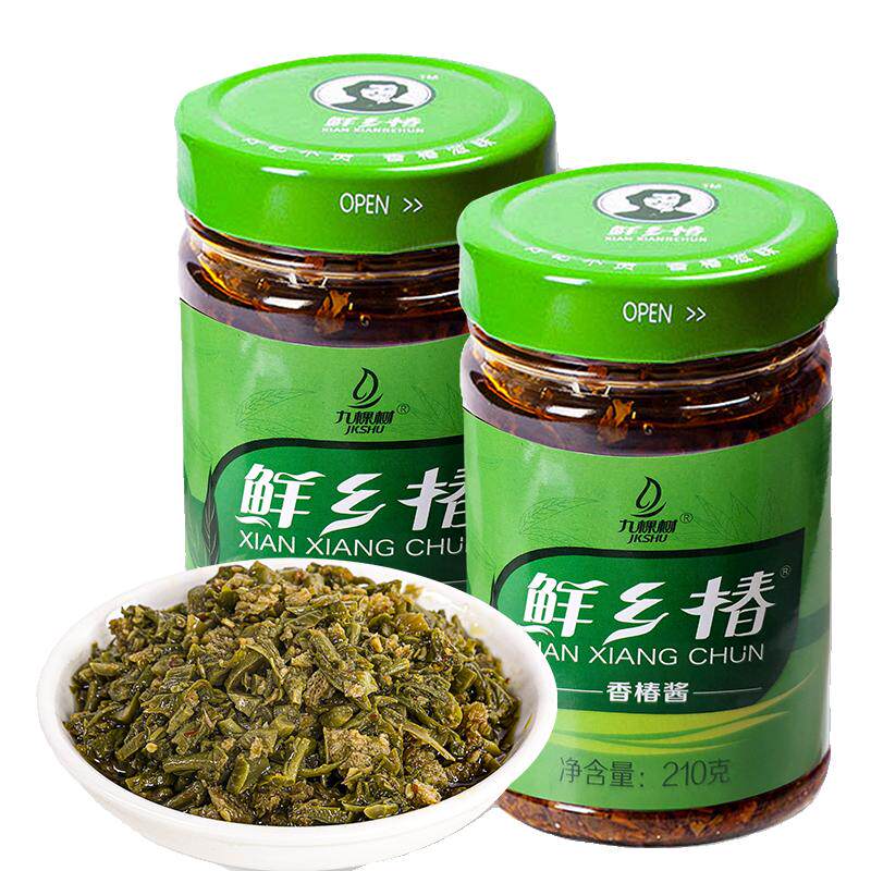 九棵树香椿酱原味河南特产油焖香椿芽酱瓶装下饭菜拌面辣椒酱辣酱