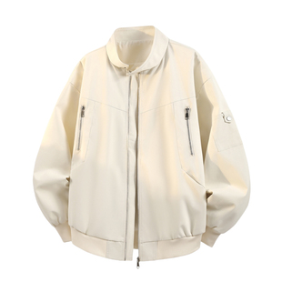 迈特优美式加绒立领工装飞行员夹克男生秋冬潮牌设计感棒球服外套