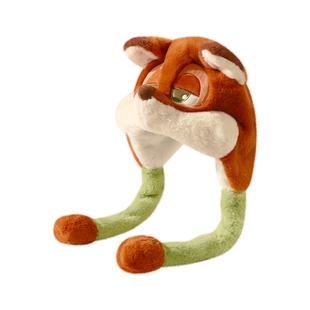 火狐狸尼克帽子女耳朵会动冬可爱朱迪保暖护耳套头帽显脸小毛绒帽