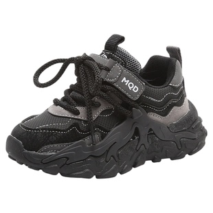 MQD童鞋2025秋季新款男童网面运动鞋透气防臭女童暴走增高老爹鞋