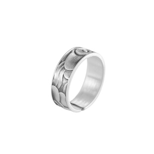 祥云复古戒指纯银9999足银新中式国风气质装饰不掉色银饰开口指环