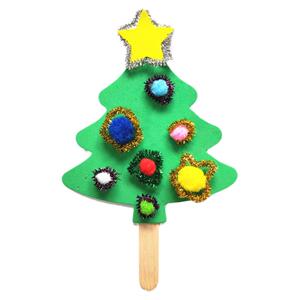 幼儿园儿童手工制作材料包益智挂件毛球扭扭棒雪糕棒手持圣诞树