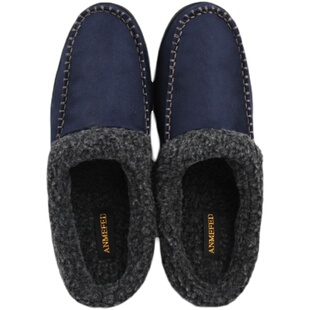 出口新款休闲保暖半包拖鞋厚底防滑大码居家用耐磨男士棉拖鞋