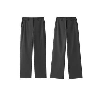 精纺羊毛抗皱小脚直筒西裤