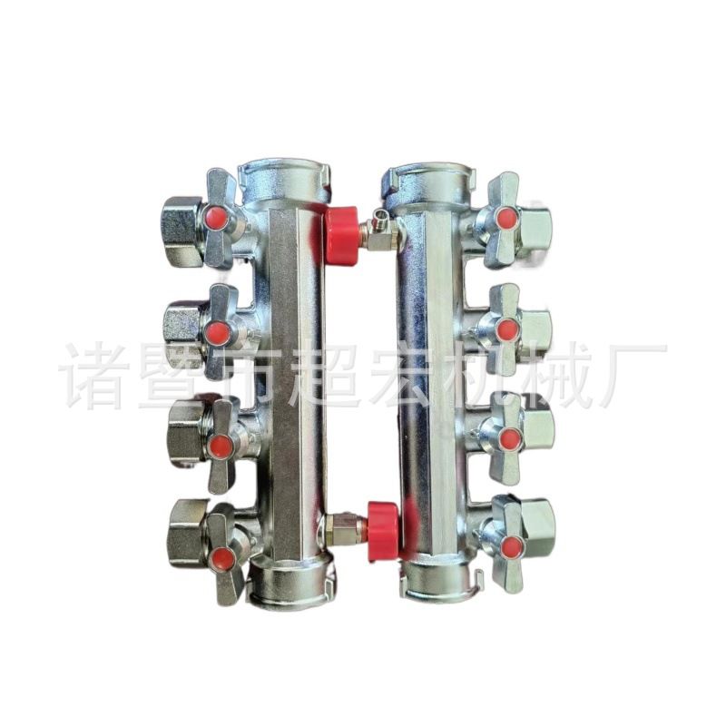 全铜一体地暖分水器阀门暖气地热管分集水器分支16铜阀美式风格