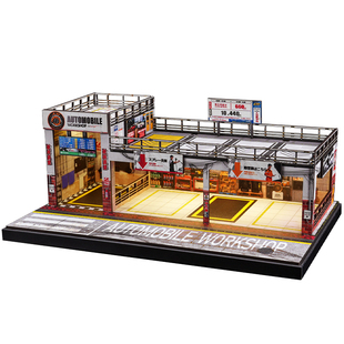 收藏家1:64AUTO双层停车工坊微缩场景车模展示车库桌面装饰摆件
