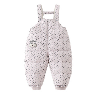 婴儿羽绒背带裤冬季2025新款可爱韩版甜美卡通女宝宝爬服套装保暖