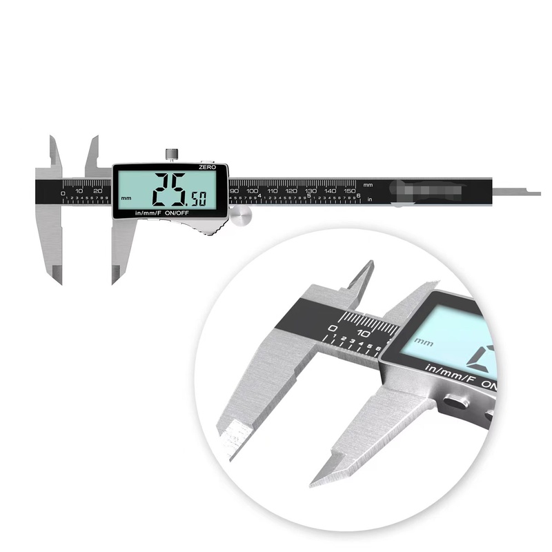 CR2032不锈钢游标卡尺0-150mm数显卡尺mm/in/f48-52硬度功能转换