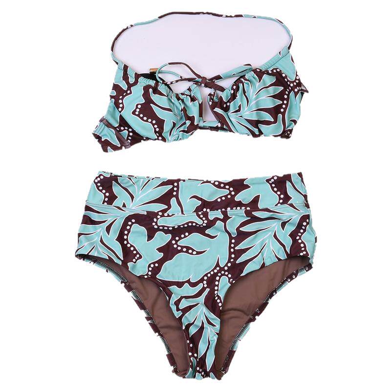 澳洲品牌MIN**高腰碎花挂脖钢圈比基尼bikini海边度假分体泳衣
