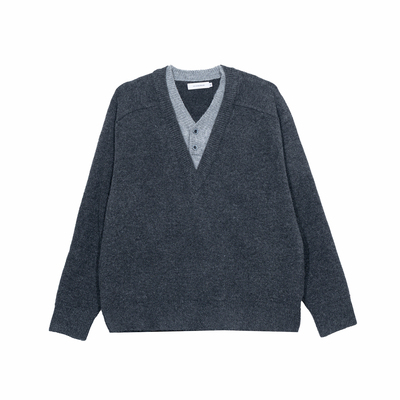 Hualun男士超好看假两件针织衫男