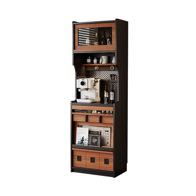 中古风实木岩板餐边柜茶水橱柜