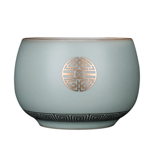 高档汝窑茶杯主人杯大号品茗杯可养开片汝瓷单杯陶瓷功夫茶具杯子