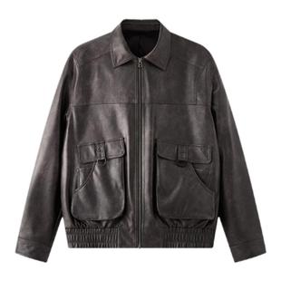 【宋威龙同款】ORGANIC EMOTION短款皮衣垫肩boxy宽松夹克外套OE