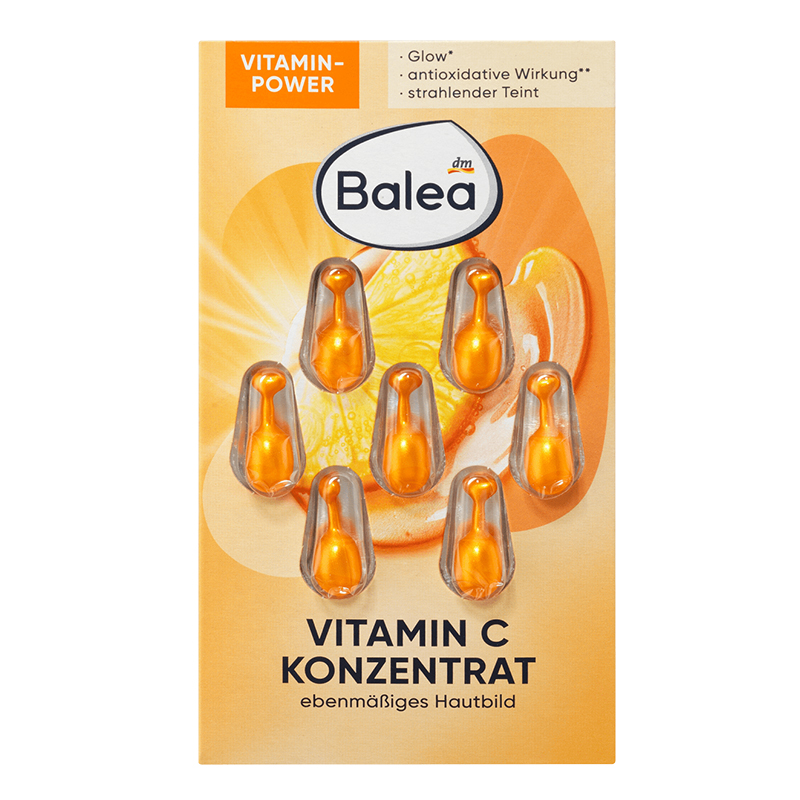 5片装dm德国balea芭乐雅维C亮白肤活力精华vc胶囊滋润保湿修护7颗