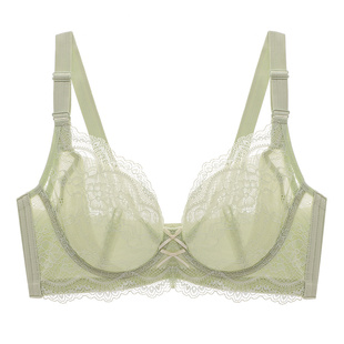 依曼丽超薄款大胸显小胸文胸上托聚拢性感透气蕾丝大码美背内衣女