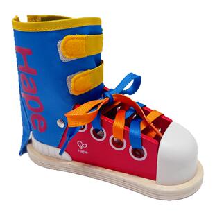 Hape学系鞋带早教鞋儿童益智玩具幼儿园穿绳教具男孩女孩木质3岁+