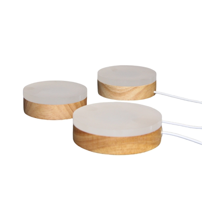 实木亚克力飞碟发光底座小夜灯