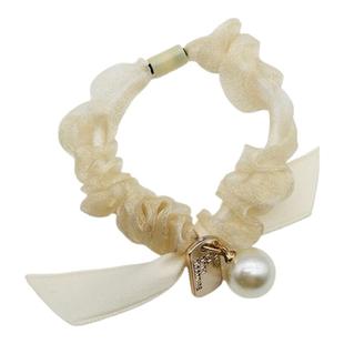 高级感珍珠飘带小肠发圈皮筋头绳甜美少女发饰轻奢韩系高马尾发绳