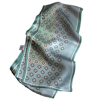 蓝色100%真丝丝巾高级感小长条女