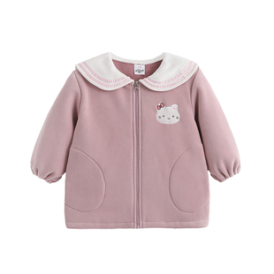 女童奥粒绒罩衣长袖拉链羽绒服护衣小孩棉袄外套宝宝可爱罩衫秋冬