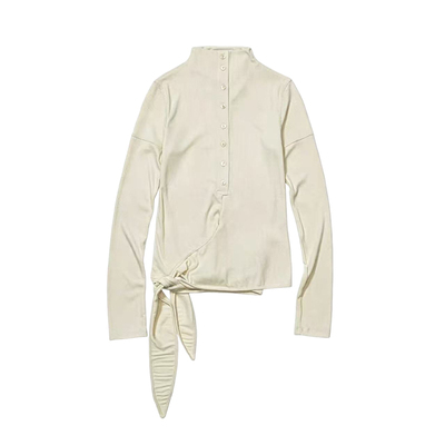 low classic X LOOKNOW设计师品牌26秋季新品白色系带长袖T恤